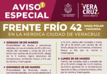 Frente Frío 42 favorece el potencial de lluvias y ambiente fresco en la ciudad de Veracruz