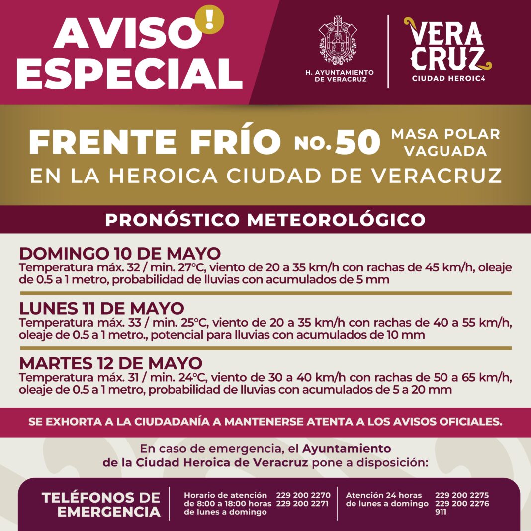Provocará frente frío 50 lluvias y norte en la ciudad de Veracruz Provocará frente frío 50 lluvias y norte en la ciudad de Veracruz