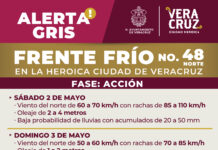 Alerta Gris por frente frío 48 en la ciudad de Veracruz