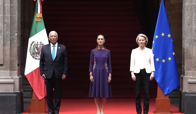 Recibe Presidenta al Presidente del Consejo Europeo, António Costa y a la Presidenta de la Comisión Europea, Ursula von der Leyen en Palacio Recibe Presidenta al Presidente del Consejo Europeo, António Costa y a la Presidenta de la Comisión Europea, Ursula von der Leyen en Palacio