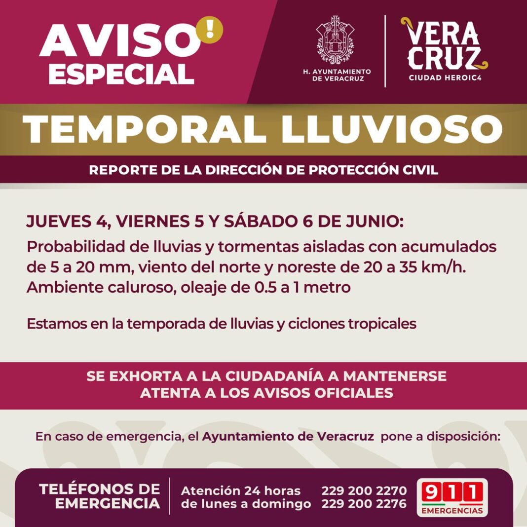 Mantiene Ayuntamiento de Veracruz vigilancia permanente ante potencial de lluvias y tormentas eléctricas Mantiene Ayuntamiento de Veracruz vigilancia permanente ante potencial de lluvias y tormentas eléctricas