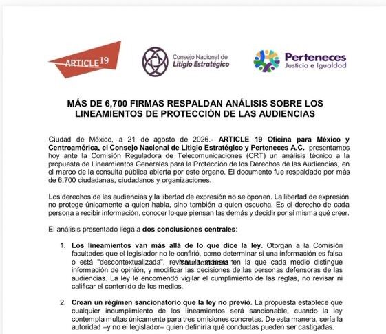 Artículo 19 es cuestionado en redes por acercamiento con la derecha