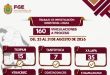 Desaparición, homicidio y delitos contra mujeres, entre las 160 vinculaciones logradas en una semana; fortalecen acciones contra delitos de alto impacto en Veracruz