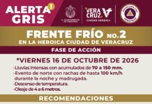 Mantiene Ayuntamiento de Veracruz monitoreo por Frente Frío 2 y exhorta a la población a extremar precauciones