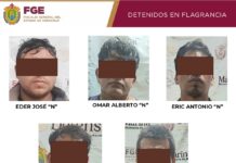 En Jáltipan, cinco detenidos en flagrancia con armas, presunta droga y equipo táctico como resultado de despliegue operativo